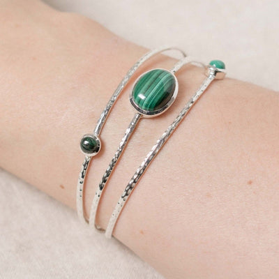 Genuine Malachite Sterling Silver Bracelet