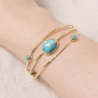 Genuine Turquoise Golden Bracelet