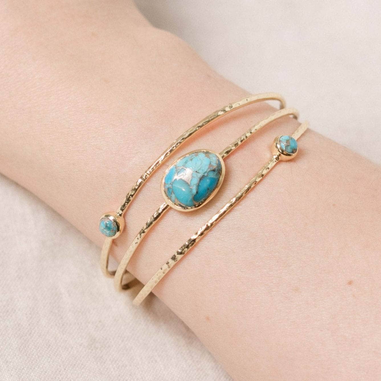 Genuine Turquoise Golden Bracelet