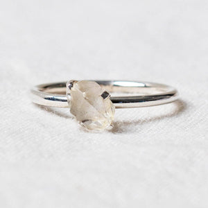 Herkimer Diamond Raw Stackable Silver Ring