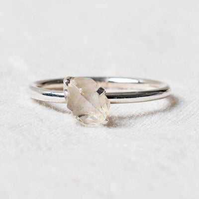 Herkimer Diamond Raw Stackable Silver Ring