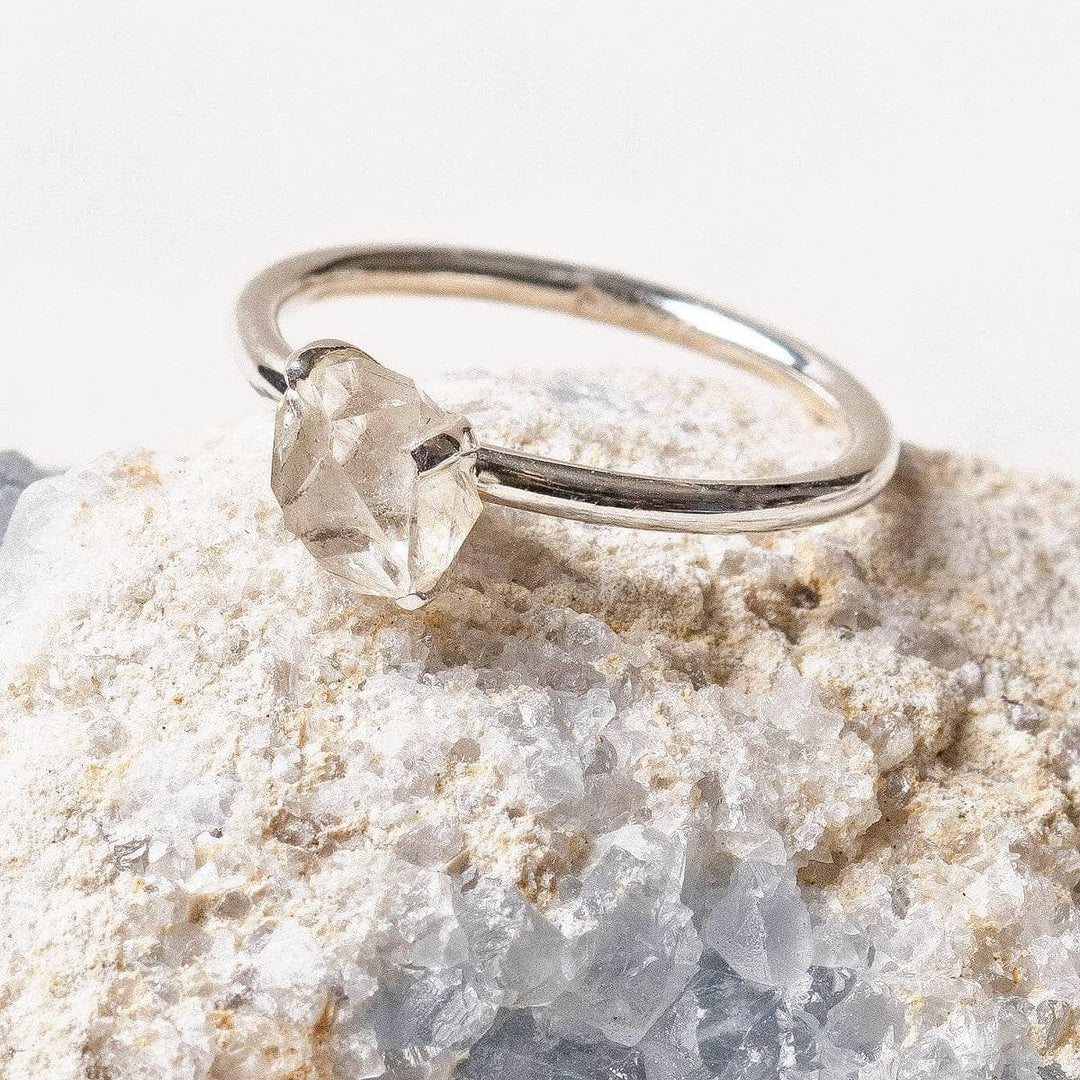 Herkimer Diamond Raw Stackable Silver Ring