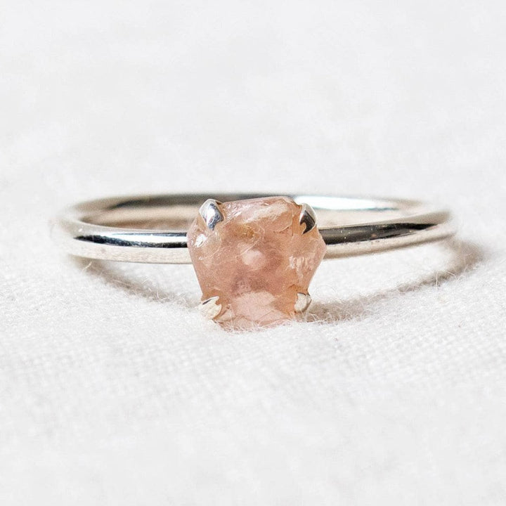 Rose Quartz Raw Stackable Silver Ring