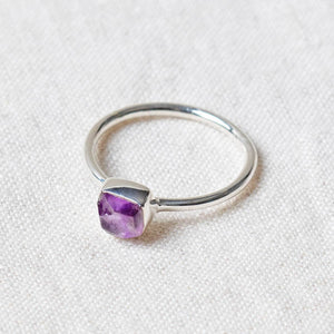 Amethyst Freeform Raw Silver Ring