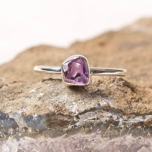 Amethyst Freeform Raw Silver Ring