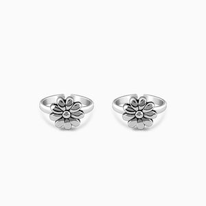 Oxidised Silver Orchid Elegance Toe Rings