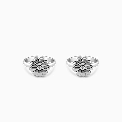 Oxidised Silver Orchid Elegance Toe Rings