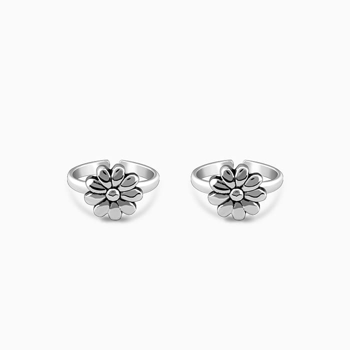 Oxidised Silver Orchid Elegance Toe Rings