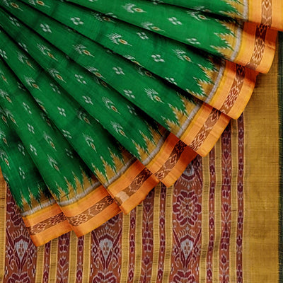 Green Yellow Mayur Chandrika Khandua Silk Saree