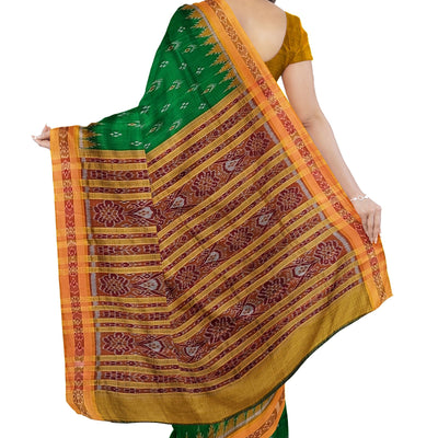 Green Yellow Mayur Chandrika Khandua Silk Saree