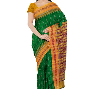 Green Yellow Mayur Chandrika Khandua Silk Saree