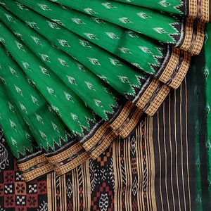 Green Black Mayur Chandrika Khandua Silk Saree