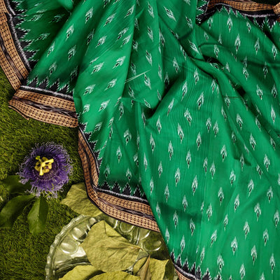 Green Black Mayur Chandrika Khandua Silk Saree