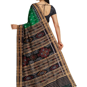 Green Black Mayur Chandrika Khandua Silk Saree