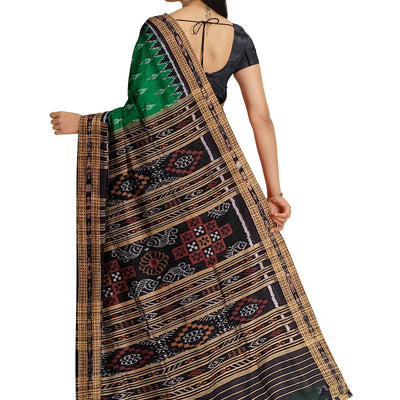 Green Black Mayur Chandrika Khandua Silk Saree