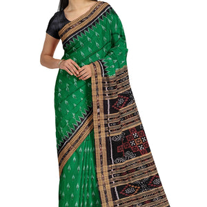 Green Black Mayur Chandrika Khandua Silk Saree