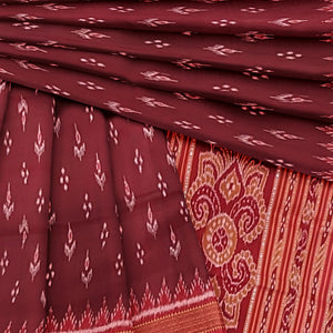 Maroon Red Mayur Chandrika Odisha Ikat Khandua Silk Saree