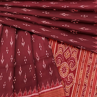 Maroon Red Mayur Chandrika Odisha Ikat Khandua Silk Saree