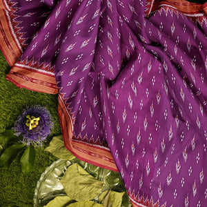 Magenta Purple Mayur Chandrika Khandua Silk Saree