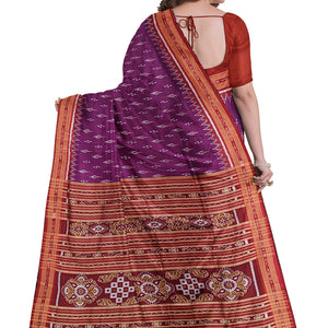 Magenta Purple Mayur Chandrika Khandua Silk Saree