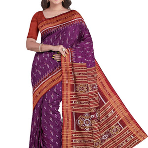 Magenta Purple Mayur Chandrika Khandua Silk Saree