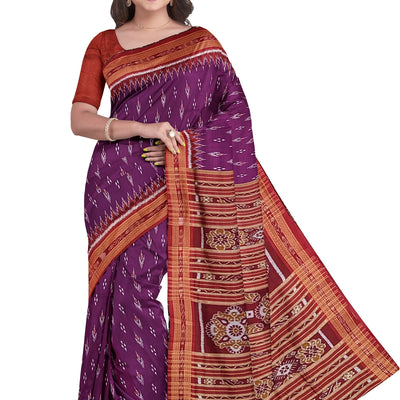 Magenta Purple Mayur Chandrika Khandua Silk Saree