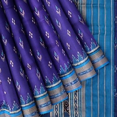 Blue Mayur Chandrika Khandua Silk Saree