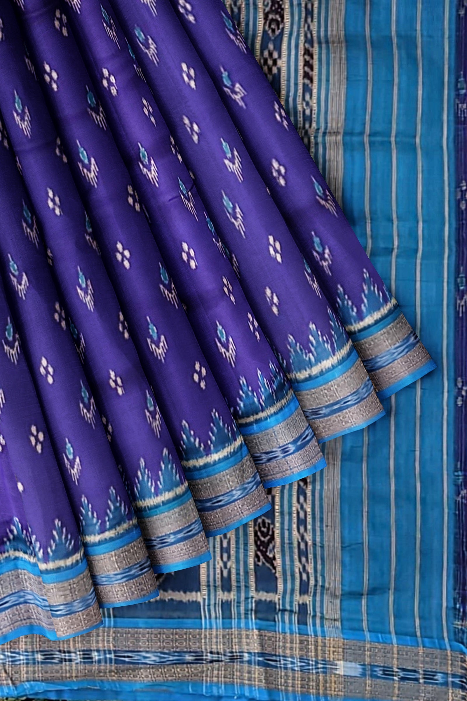 Blue Mayur Chandrika Khandua Silk Saree