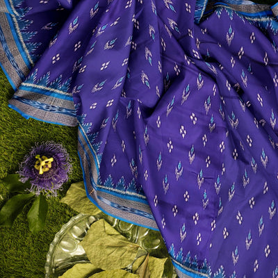 Blue Mayur Chandrika Khandua Silk Saree