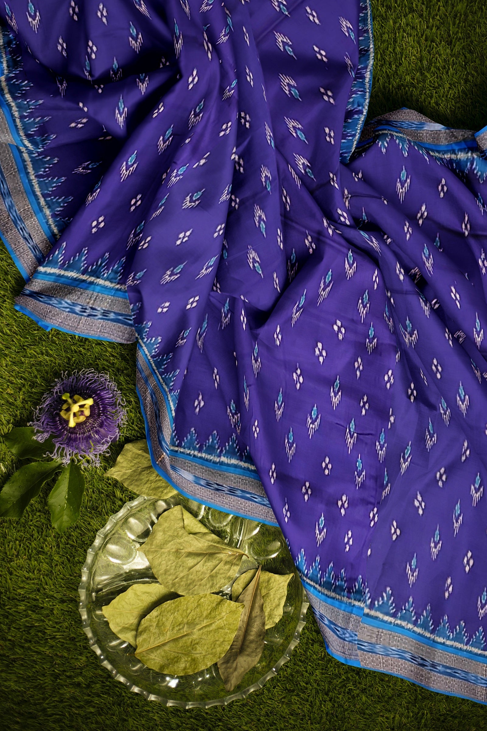 Blue Mayur Chandrika Khandua Silk Saree