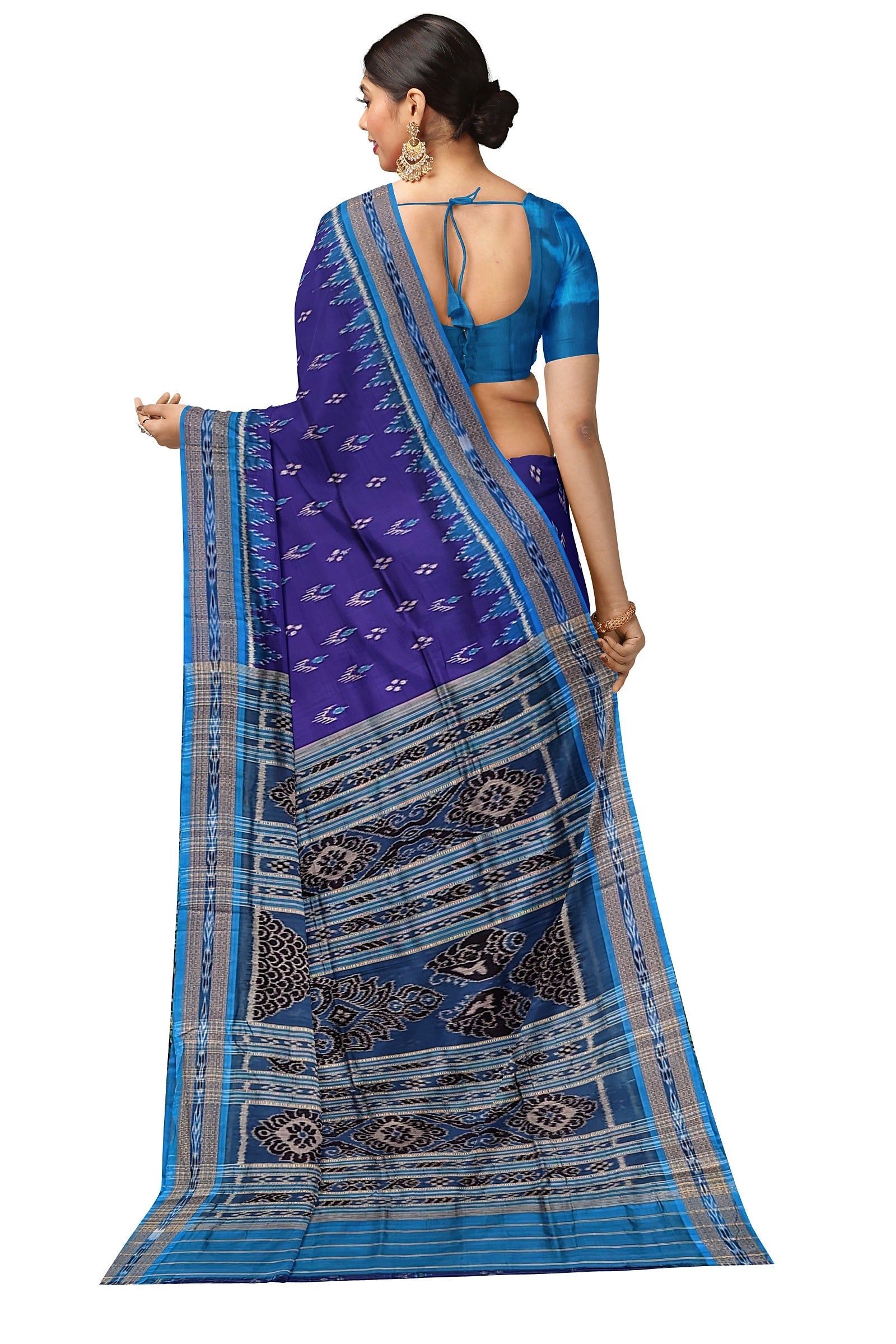 Blue Mayur Chandrika Khandua Silk Saree