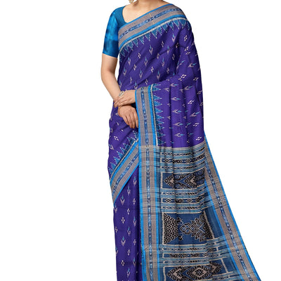 Blue Mayur Chandrika Khandua Silk Saree