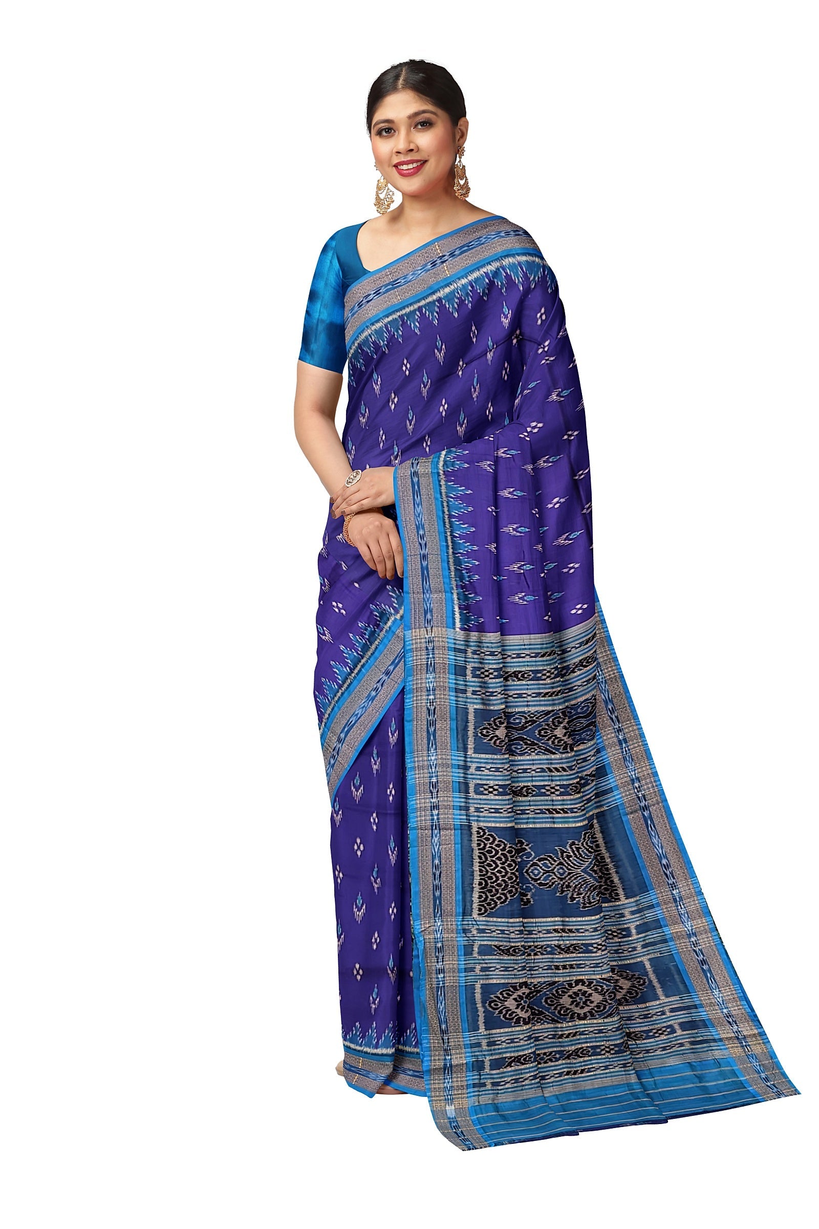 Blue Mayur Chandrika Khandua Silk Saree