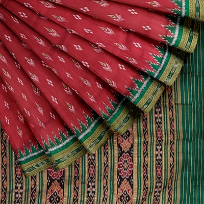 Red Mayur Chandrika Khandua Silk Saree