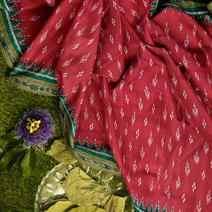 Red Mayur Chandrika Khandua Silk Saree