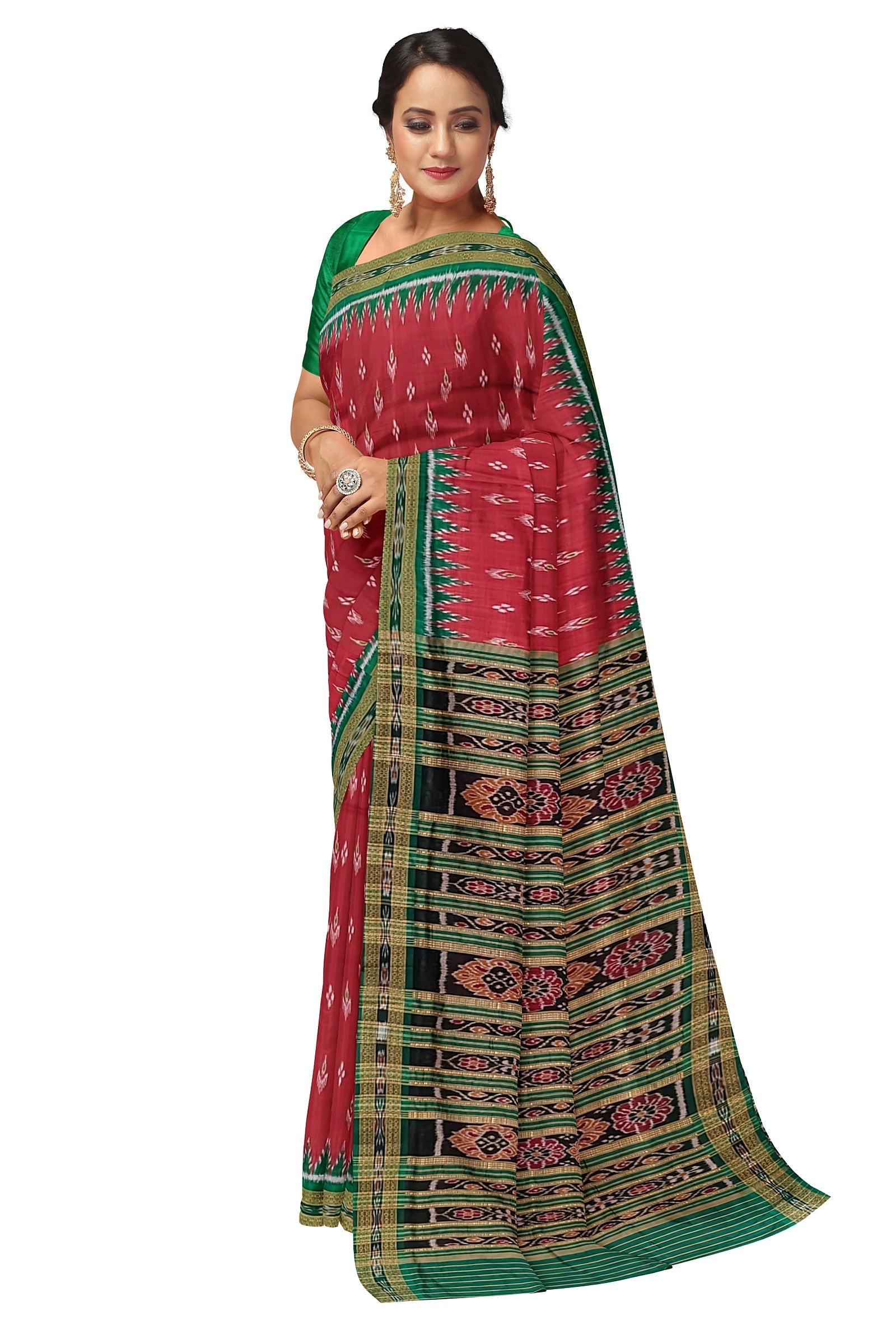Red Mayur Chandrika Khandua Silk Saree
