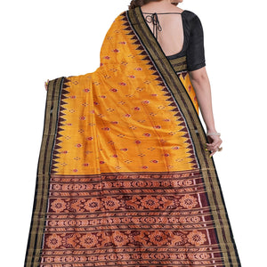 Yellow Mayur Chandrika Khandua Silk Saree