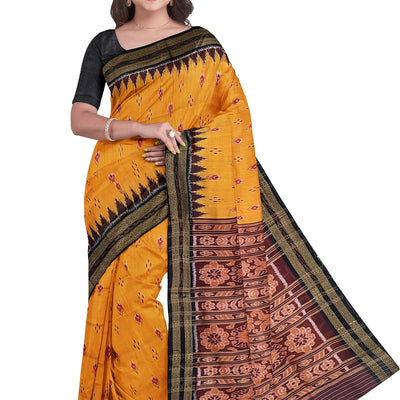 Yellow Mayur Chandrika Khandua Silk Saree