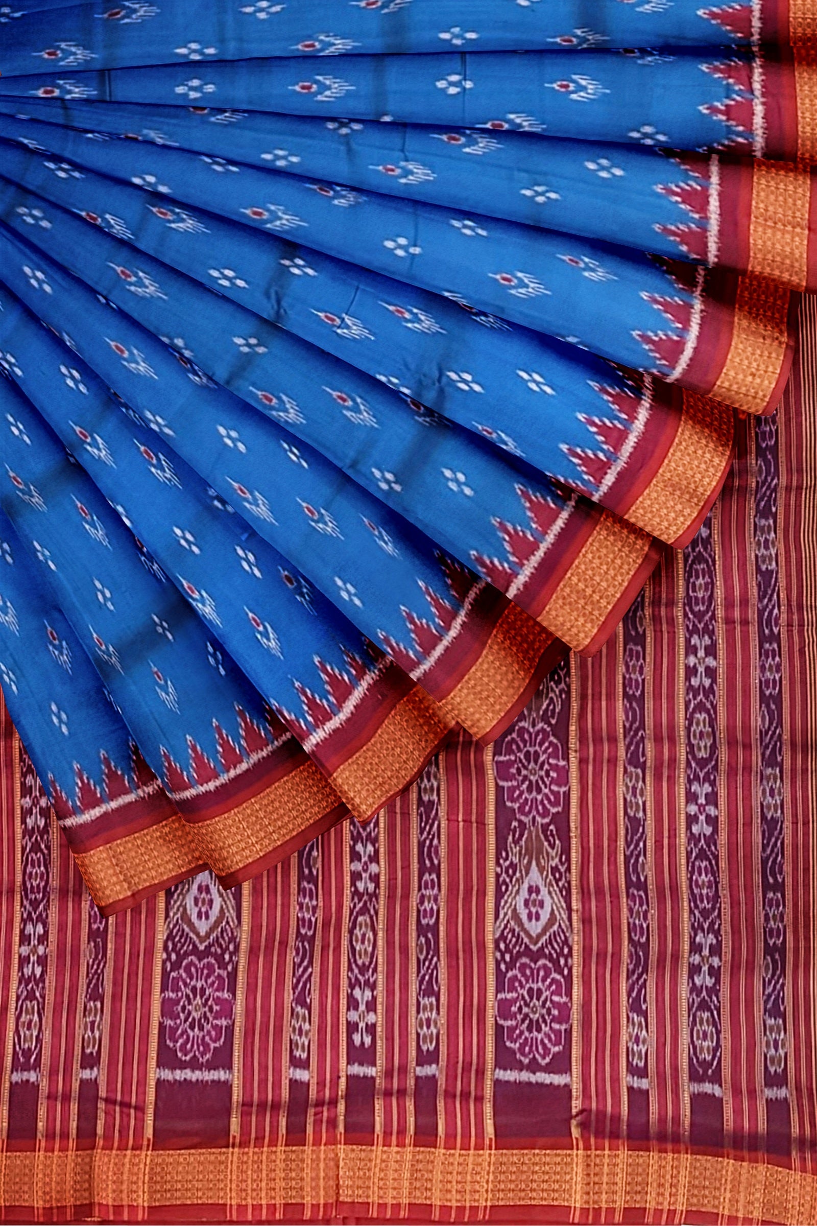 Cupper Sulphate Mayur Chandrika Odisha Ikat Khandua Silk Saree