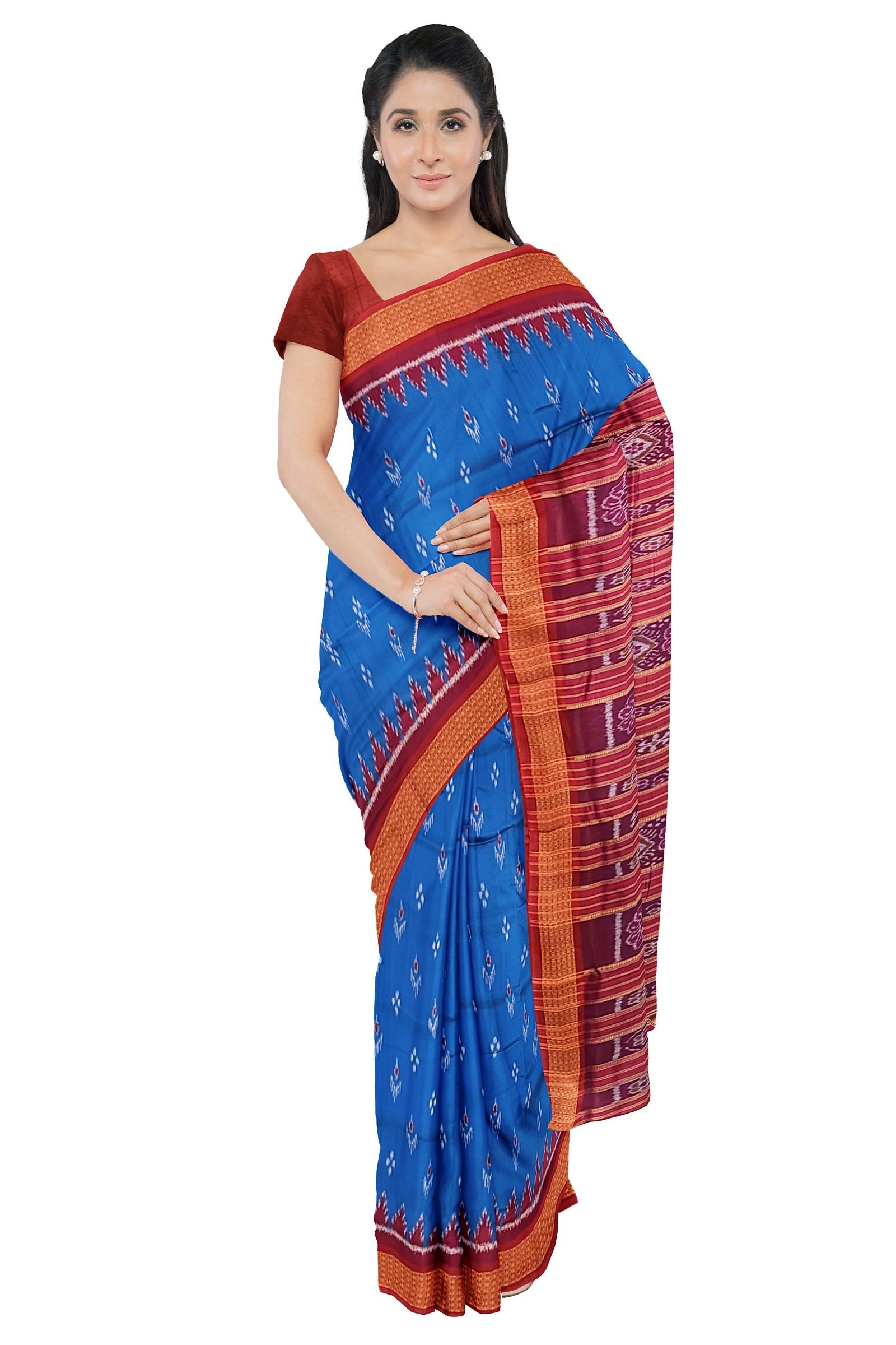 Cupper Sulphate Mayur Chandrika Odisha Ikat Khandua Silk Saree