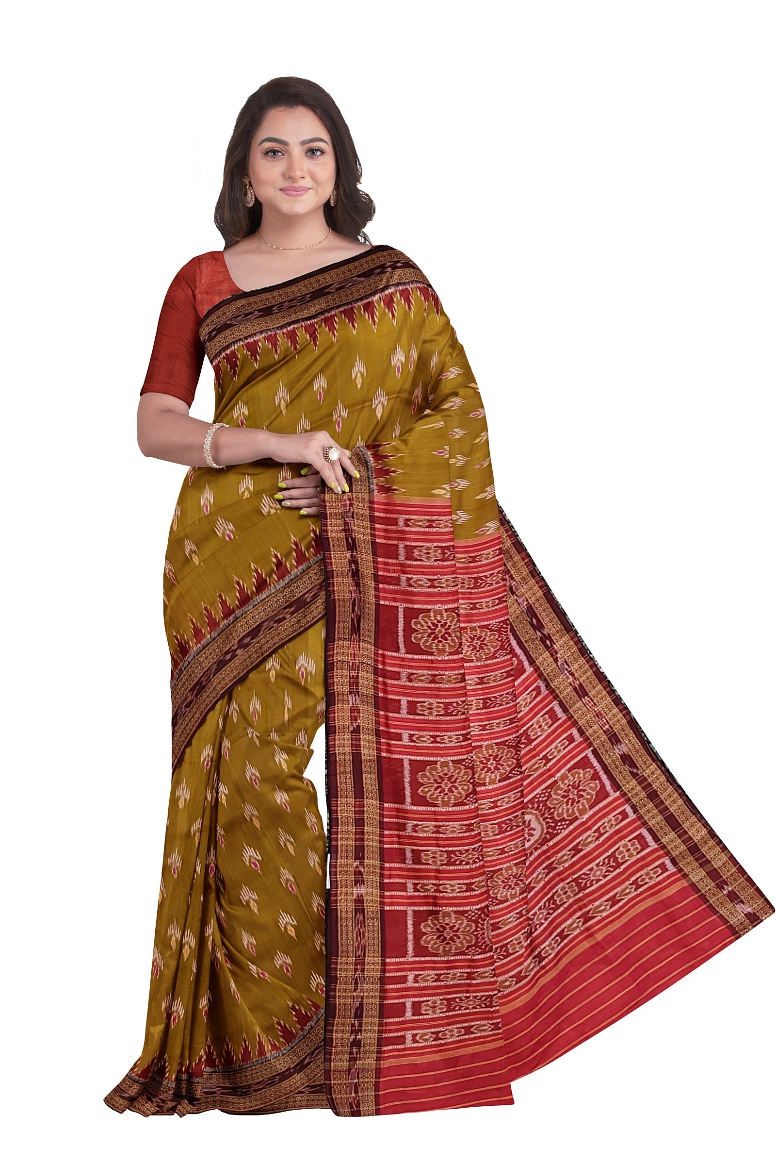 Mehendi Dual Tone Mayur Chandrika Khandua Silk Saree