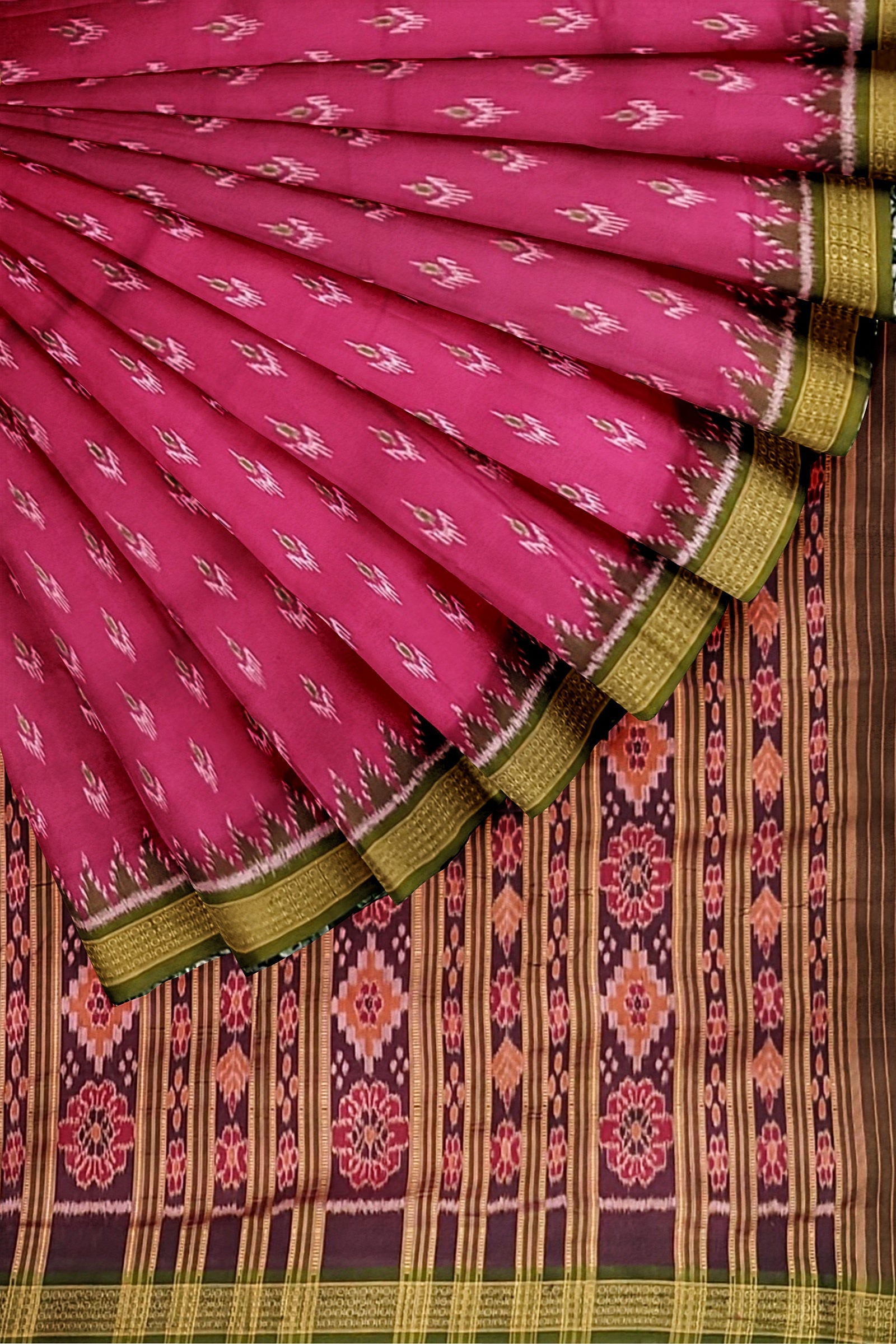 Pink Mayur Chandrika Khandua Silk Saree
