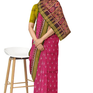 Pink Mayur Chandrika Khandua Silk Saree