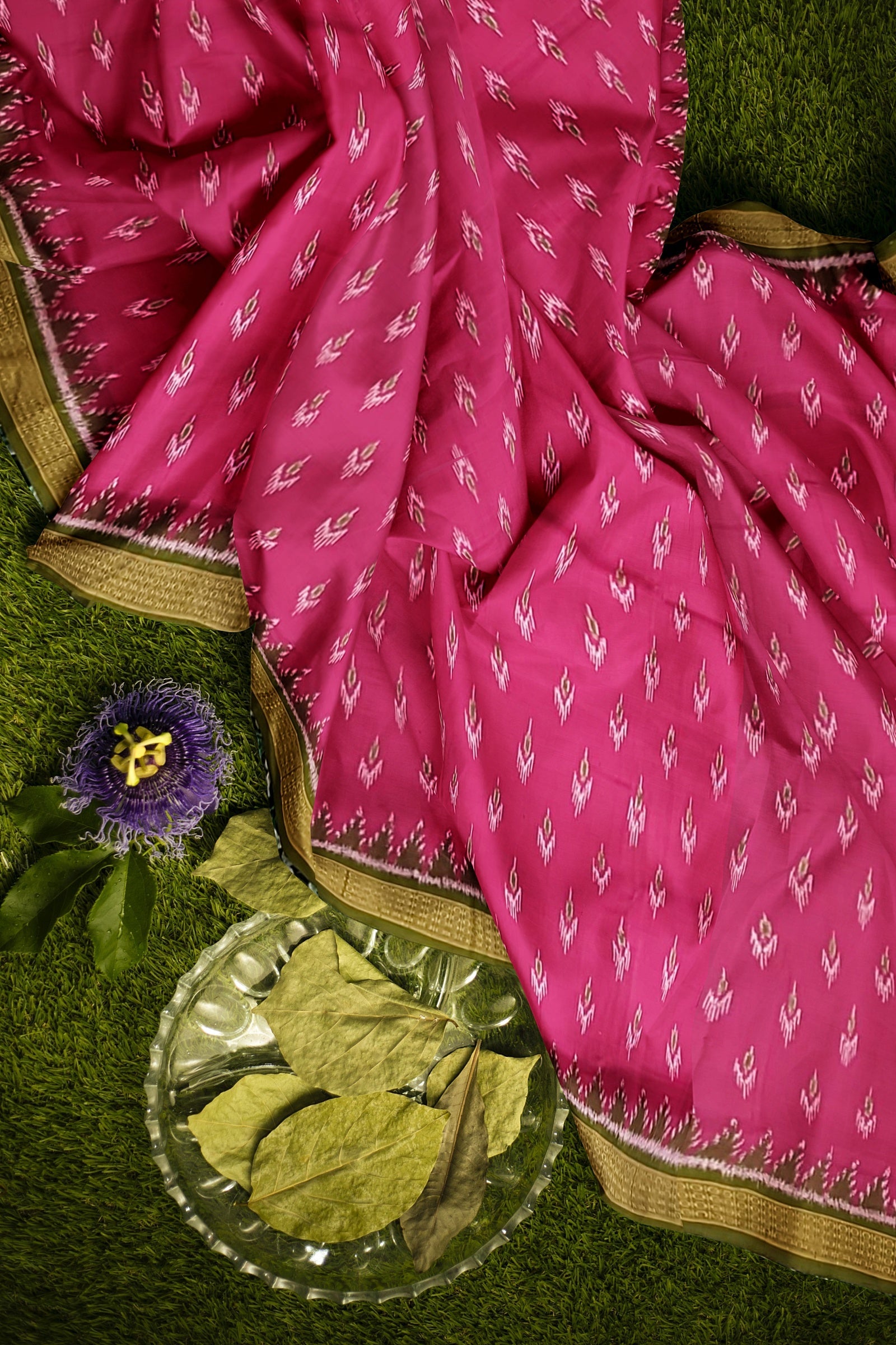 Pink Mayur Chandrika Khandua Silk Saree