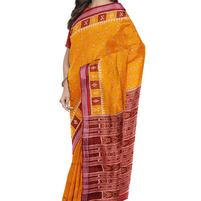 Yellow Mayura Chandrika Odisha Handloom Khandua Silk Saree