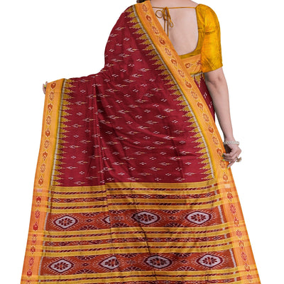 Red Yellow Mayur Chandrika Khandua Silk Saree