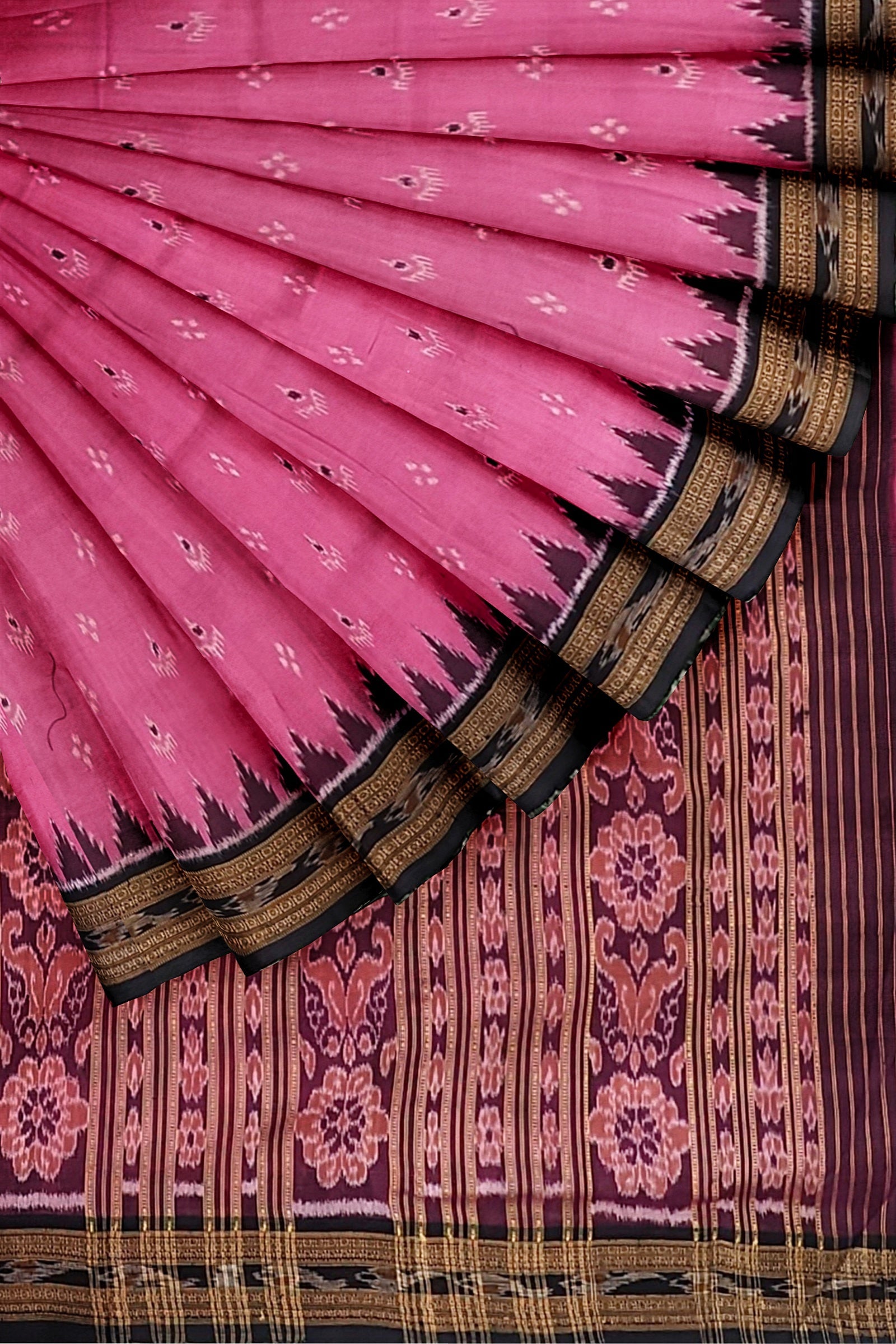Pink Mayur Chandrika Odisha Handloom Khandua Silk Saree