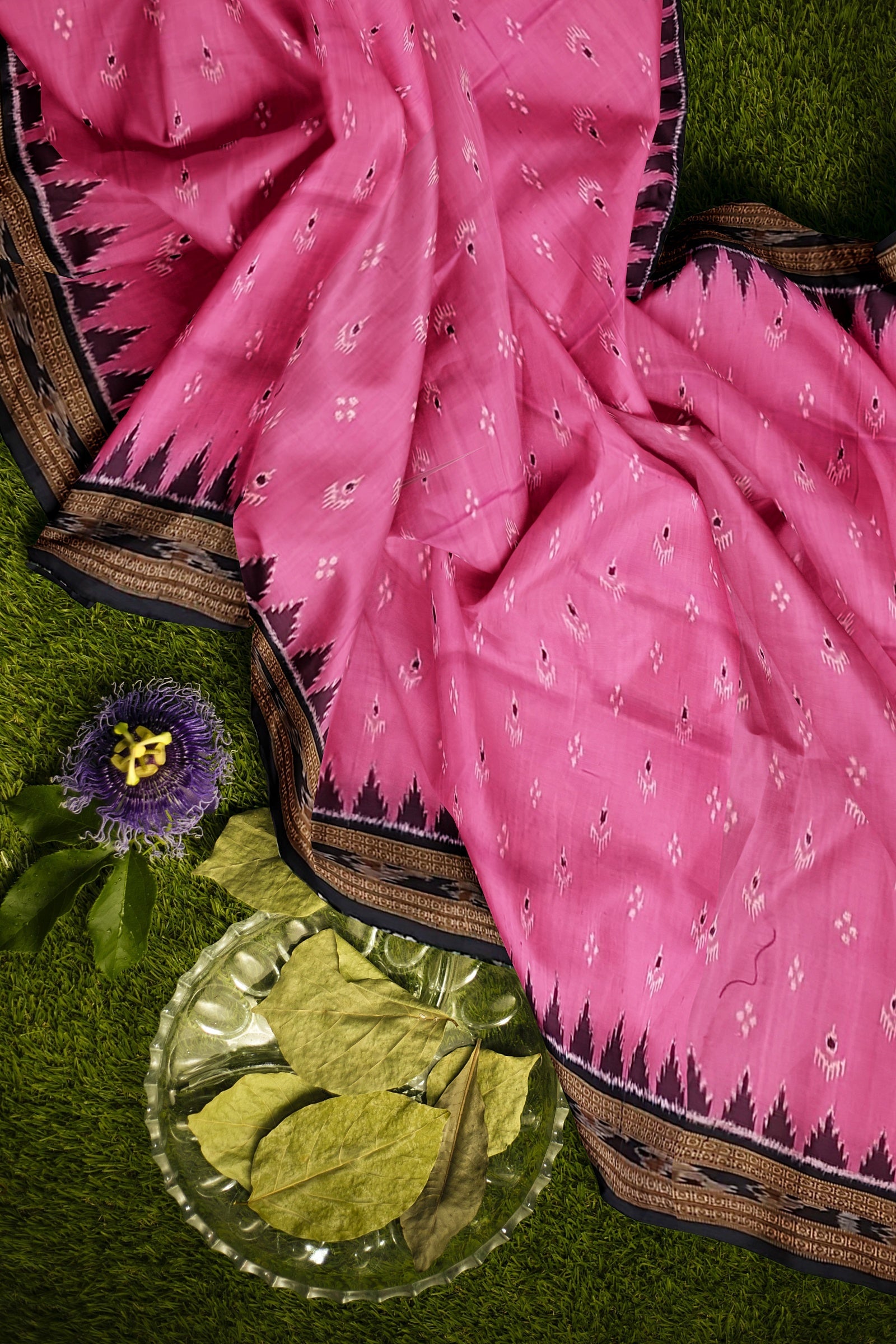 Pink Mayur Chandrika Odisha Handloom Khandua Silk Saree