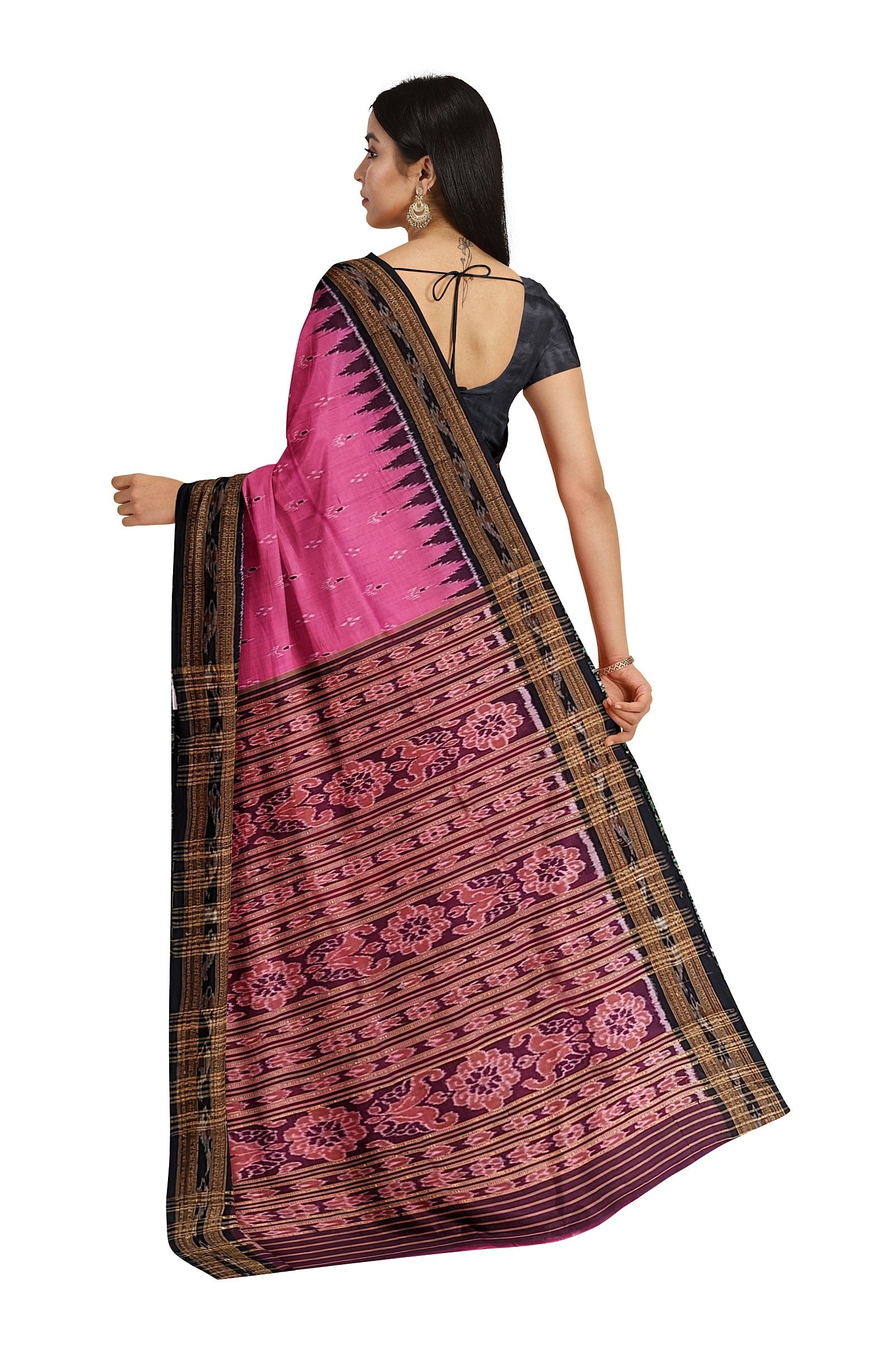 Pink Mayur Chandrika Odisha Handloom Khandua Silk Saree