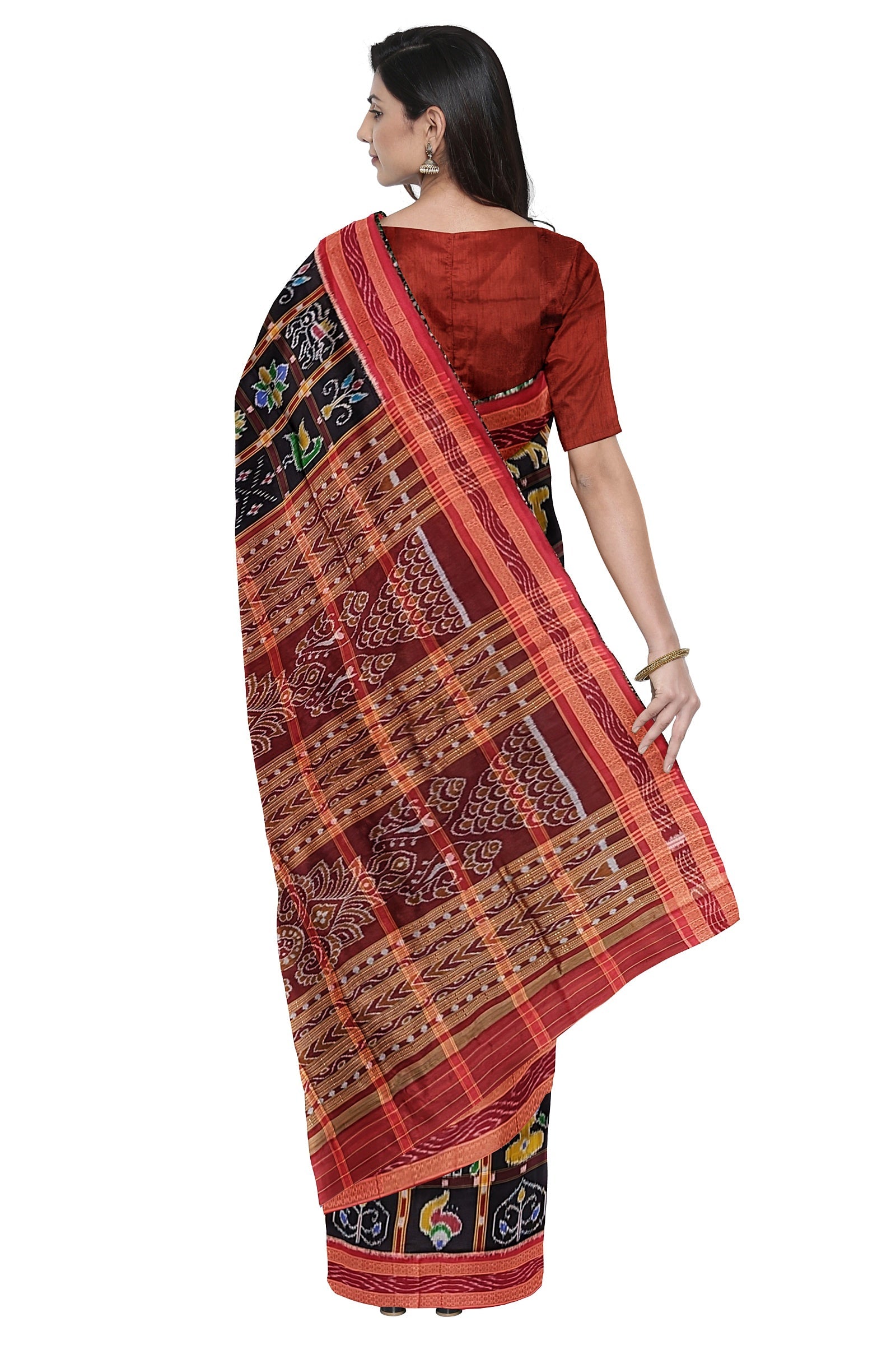 Red Black Nabakothi Odisha Ikat Khandua Silk Saree